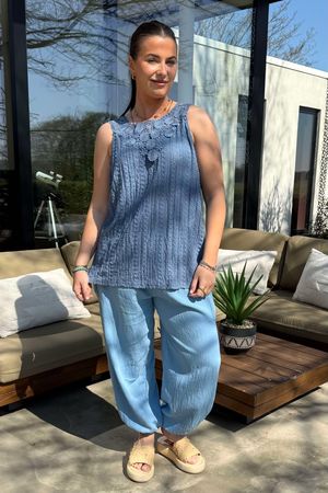 Laundry B Victoria Stretch Broderie Cami Denim